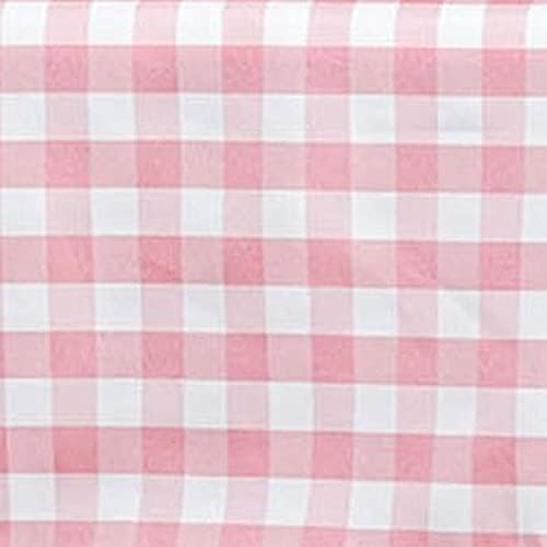BalsaCircle 108-Inch Rose Quartz Pink Round Gingham Checkered Polyester Tablecloth Table Linens Wedding Party Events Decorations