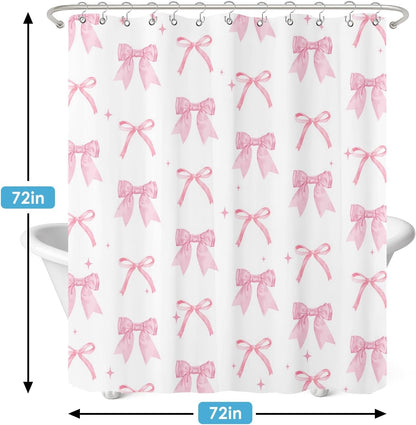 Shower Curtain and Liner Set, 72x72 Inch, Bow Pink