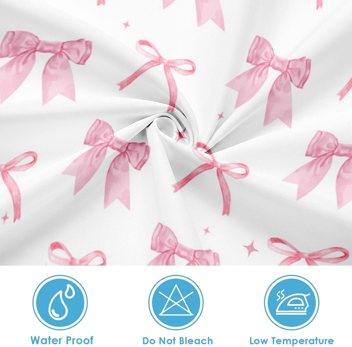 Shower Curtain and Liner Set, 72x72 Inch, Bow Pink