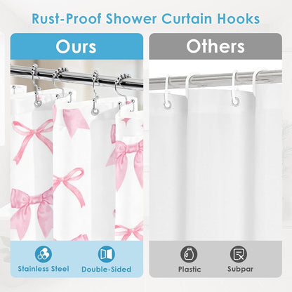 Shower Curtain and Liner Set, 72x72 Inch, Bow Pink