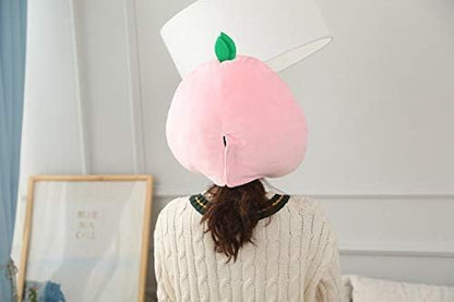HIPIHOM Plush Fruit Headgear Hat Funny Novelty Hat Sleeping Pillow Toy Photo Props Warm Cosplay Costume Head Accessories