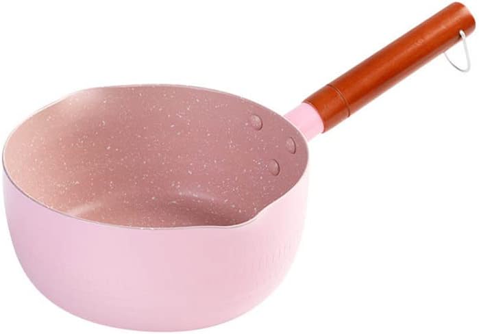 Snowflake Hammer Pattern Non-Stick Japanese Saucepan Boiling Pot for Elegant Table (Pink 18cm)