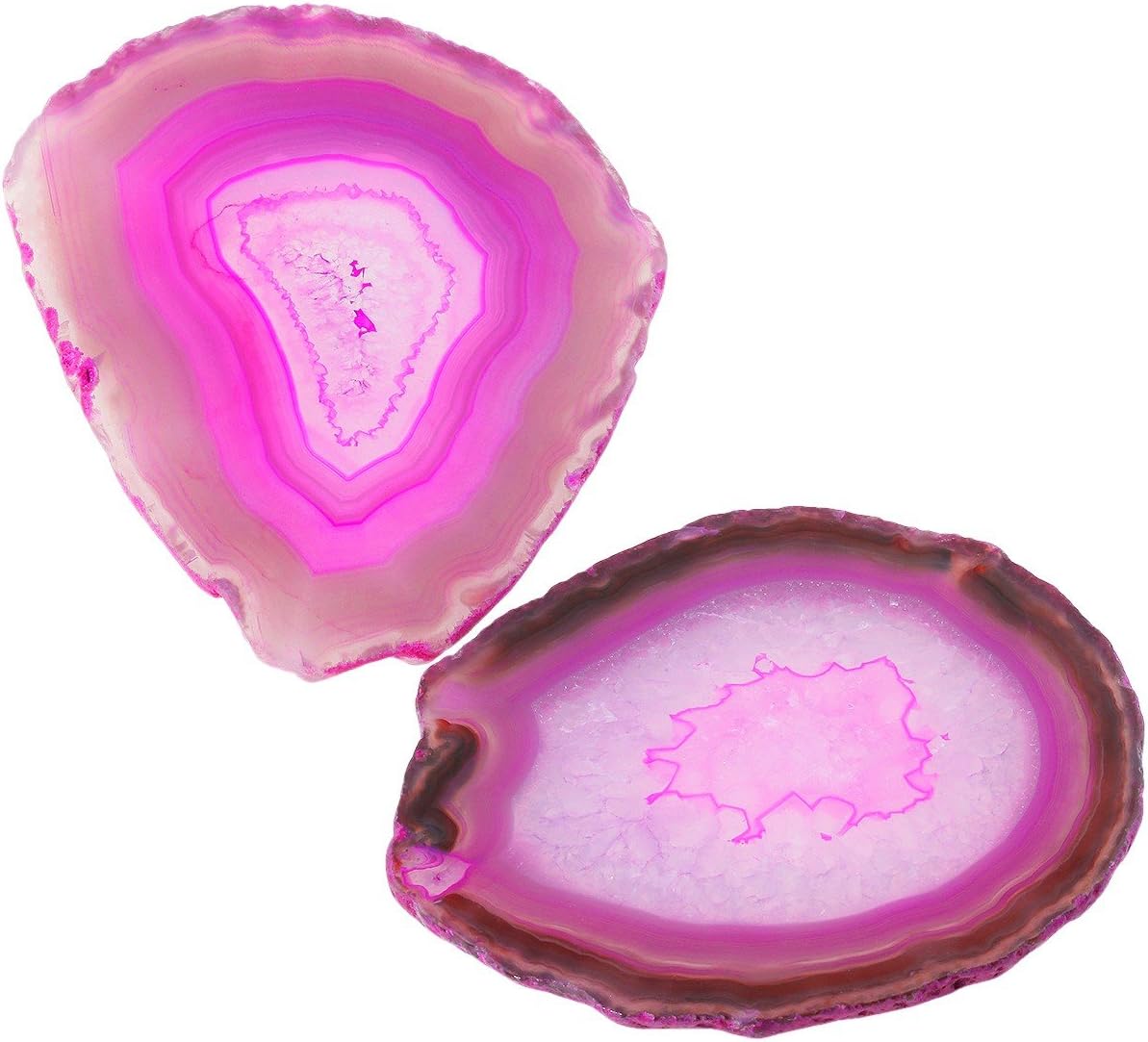 2PCS 3-4.3" Pink Agate Slices Geode Stones Place Card