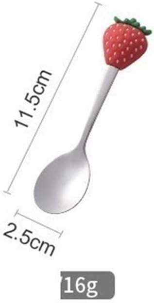 Silverware Flatware Set, 1/4/6/8/10/12 Pcs Creative Cute Fruit Spoon Household Stainless Steel Stirring Spoon Short Handle Spoon Yogurt Ice Cream Spoon Dessert Spoon(Pink,12 Pieces)