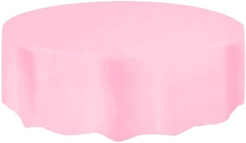 Round Plastic Tablecloth, 84", Light Pink