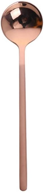Serving Spoons Creative Metal Coffee Spoon Stainless Steel Dessert Small Round Golden Stirring Family Use Soup 4 Pieces(Pink)