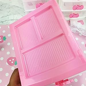 Pink 4-Drawer Plastic Desktop Organizer, Small Storage Box for Makeup, Office Supplies & Desk Accessories, Teen Girls Room Decor (Pink 4 Layers)