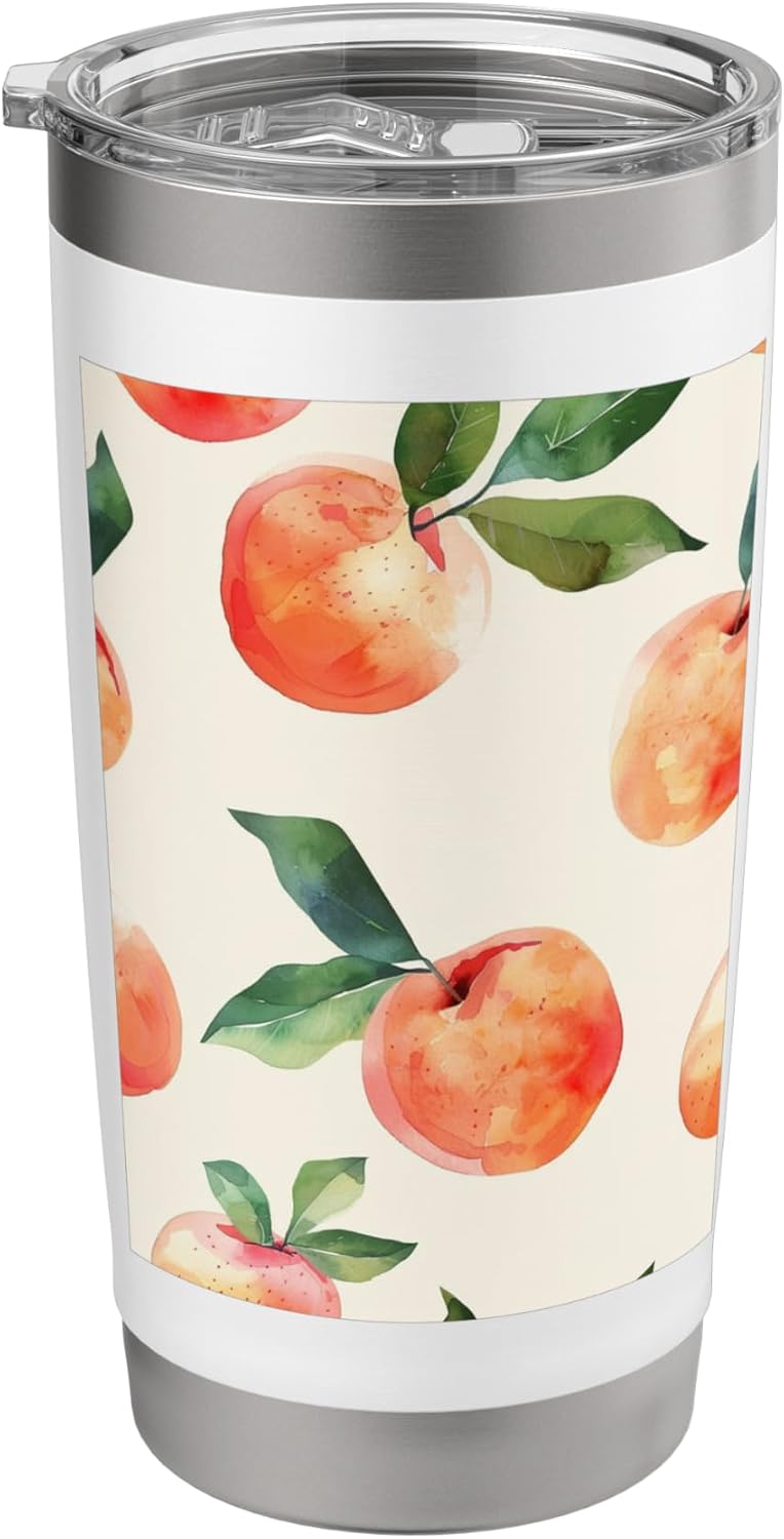 Peach Pattern Art Pastel Fruit Stainless Steel Insulated Tumbler