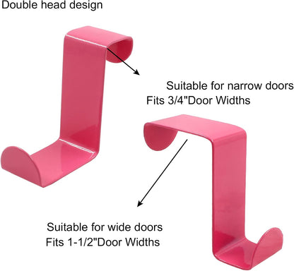 5 Pcs Z-Shaped Over The Door Hooks Fits 3/4" and 1-1/2" (Pink)