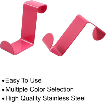 5 Pcs Z-Shaped Over The Door Hooks Fits 3/4" and 1-1/2" (Pink)