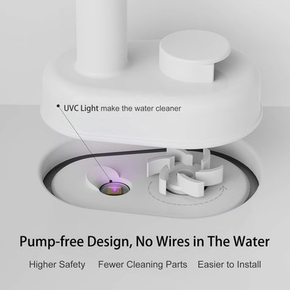 Cat Water Fountain, 122oz/3.6L Pumpless Wireless Cat Fountain, Cordless Water Fountains for Cats Indoor, Battery Operated Dog Pet Water Fountain with Stainless Steel Tray (Pink, Fountain+2 Fliters)