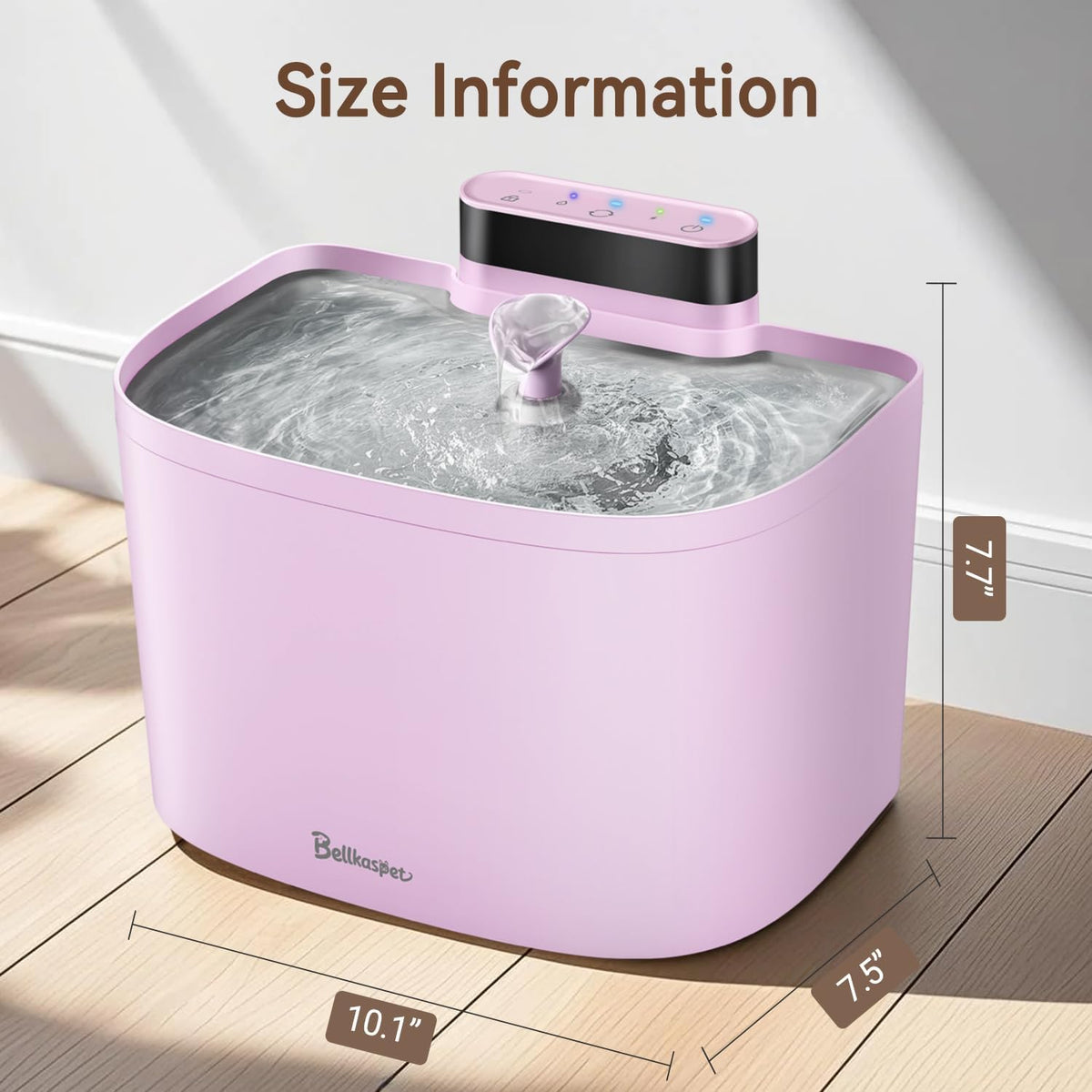 Cat Water Fountain, 122oz/3.6L Pumpless Wireless Cat Fountain, Cordless Water Fountains for Cats Indoor, Battery Operated Dog Pet Water Fountain with Stainless Steel Tray (Pink, Fountain+2 Fliters)