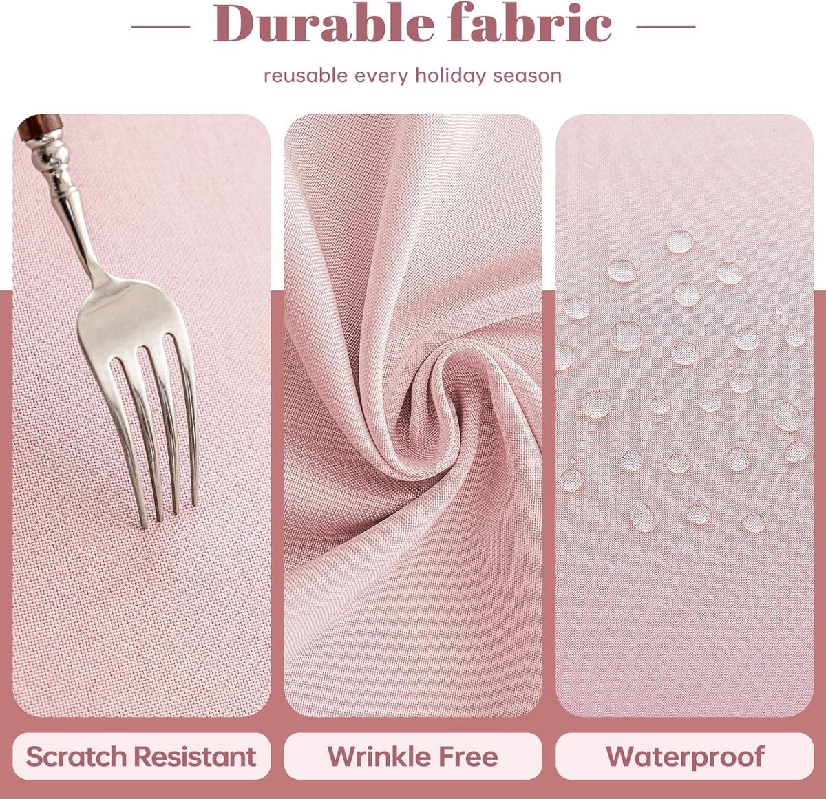 Pink Round Tablecloth Linen Style Fabric, 60 Inch