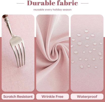 Pink Round Tablecloth Linen Style Fabric, 60 Inch