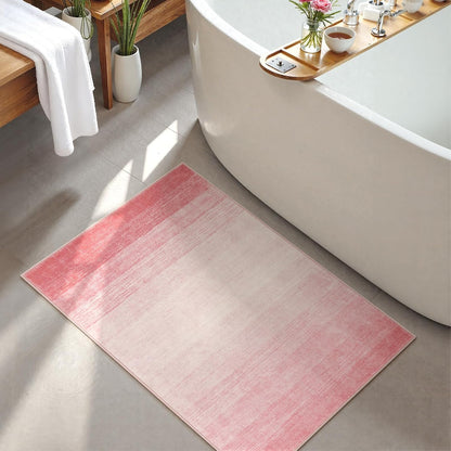 Modern Ombre Small Rug, 2x3 Pink Bathroom Rugs, Contemporary Kitchen Rugs and Mats Washable, Non-Slip Soft Gradient Bedroom Accent Throw Floor Carpet for Bedside Bath Dorm (Pink, 2'x3')