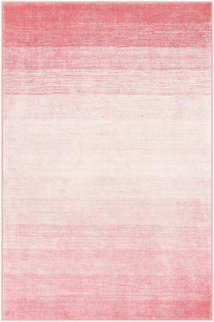 Modern Ombre Small Rug, 2x3 Pink Bathroom Rugs, Contemporary Kitchen Rugs and Mats Washable, Non-Slip Soft Gradient Bedroom Accent Throw Floor Carpet for Bedside Bath Dorm (Pink, 2'x3')