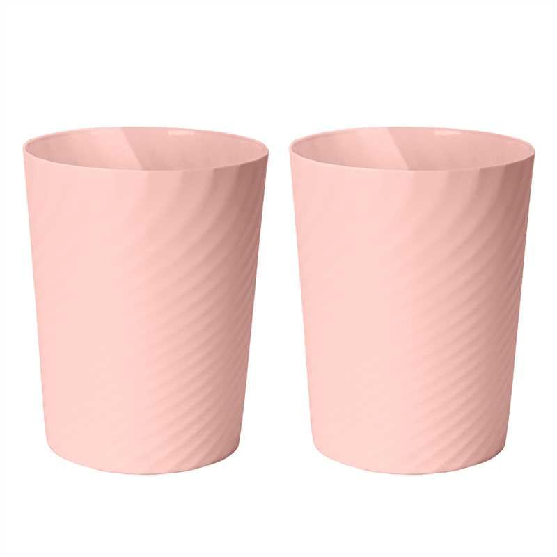2-Pack Strength Trash Can - Small Waste basketbin - 1.8 Gallon- for Office,Home,Bathroom,Kitchen - Pink