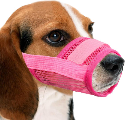 Nylon Mesh Breathable Dog Mouth Cover, Quick Fit Dog Muzzle with Adjustable Straps，Pet Mouth Cover, to Prevent Biting and Screaming to Prevent Accidental Eating(M, Pink)