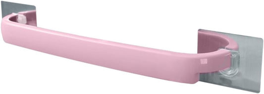 1pc Wall-Mounted Self Adhesive Towel Rack No Drill Towel Storage Shelf for Bathroom and Kitchen Pink Single Rod Design Easy Installation Space-Saving