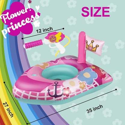 Inflatable Pool Floats Kids-Girls Pool Toys for Toddlers Ages 3-8, Kids Floats for Swimming Pool, Pink Princess Pool Floaties for Summer Water Toys