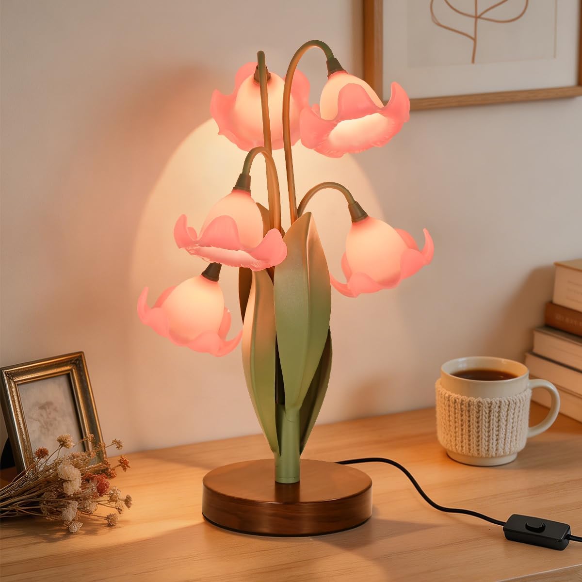 Flower Table Lamp for Bedroom, LED Cute Reading Light