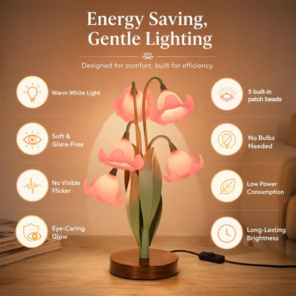 Flower Table Lamp for Bedroom, LED Cute Reading Light