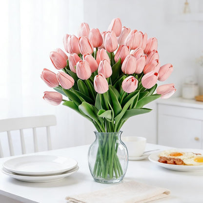 Artificial Tulips 30PCS PU Fake Flowers Pink