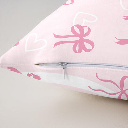 Pink Bow Decor Pillowcase 22 x 22-Inch Cute Bowknot Throw Pillow Covers Set of 1 for Kids Boys Girls Decor Heart Pattern Cushion Case Kawaii Bedroom Decor