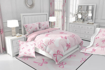 Pink Bow Decor Pillowcase 22 x 22-Inch Cute Bowknot Throw Pillow Covers Set of 1 for Kids Boys Girls Decor Heart Pattern Cushion Case Kawaii Bedroom Decor