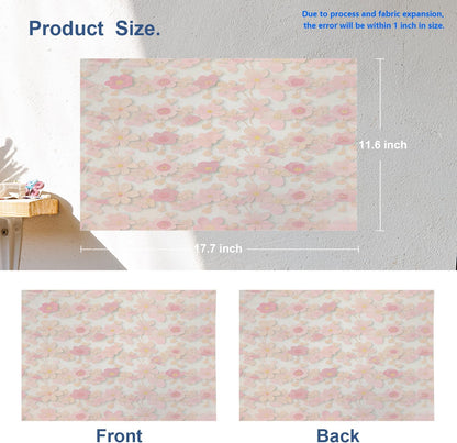 Pink Cherry Blossom Linen Placemats Set of 4, Light Pink Delicate Floral Washable Table Mats for Kitchen Table Thickened Heat Insulation Dining Set Indoor Outdoor 12X18 in