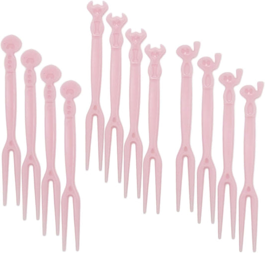 50pcs Plastic Pastel Color Picks Forks Stick for Cocktail Skewers Appetizers Fruit,Cute Toothpicks Fancy Reusable Party Supplies for Birthday,Wedding,Shower Decor (Pink)