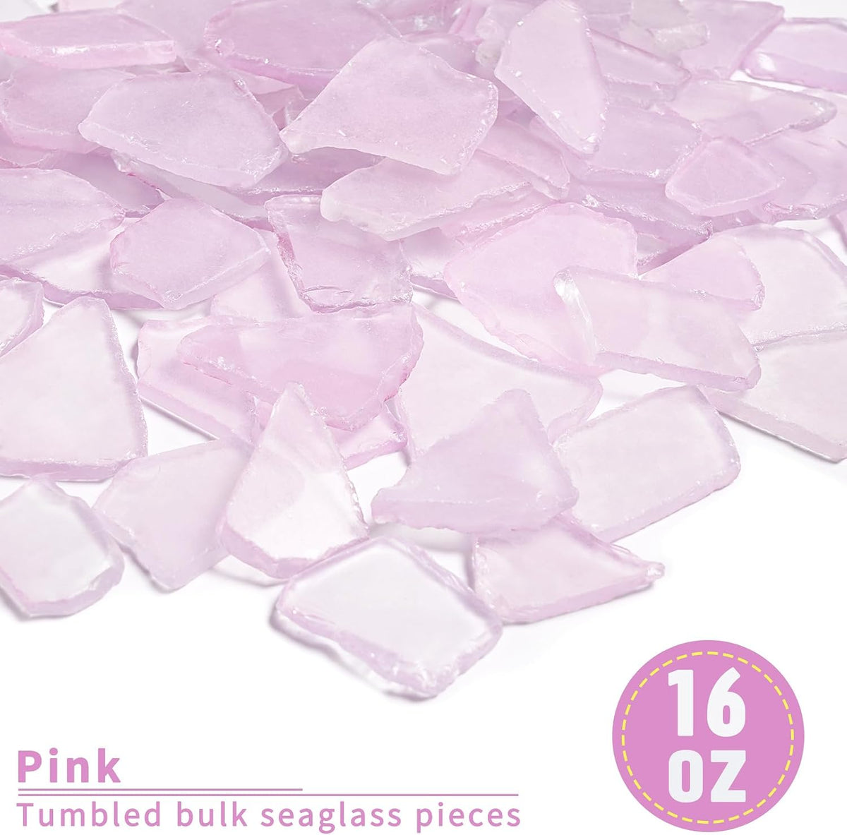 16oz Pink Frosted Dyed Seaglass Pieces for Crafts