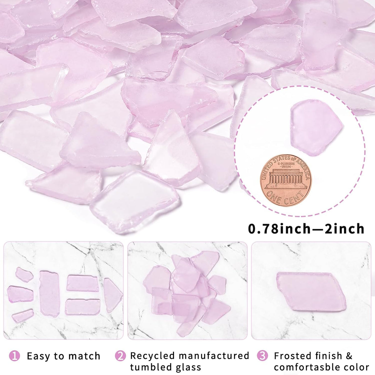 16oz Pink Frosted Dyed Seaglass Pieces for Crafts
