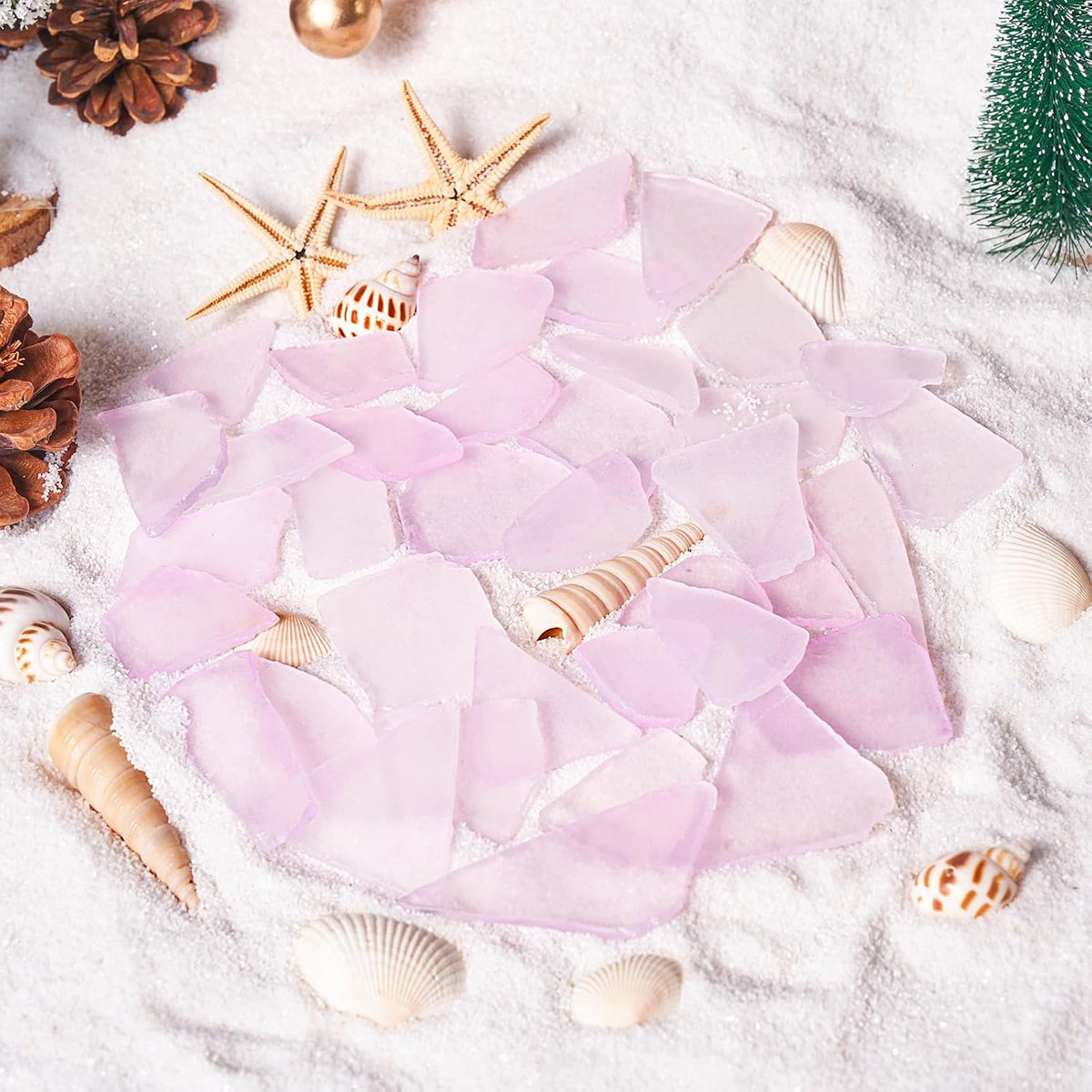 16oz Pink Frosted Dyed Seaglass Pieces for Crafts