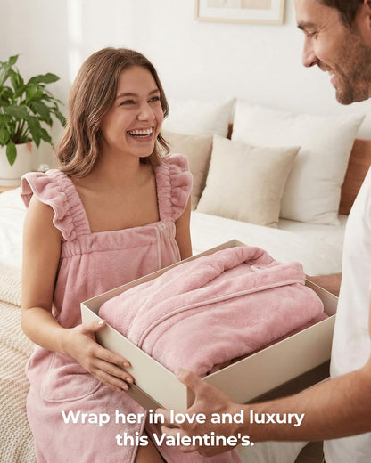 Towel Wrap for Women - Ruffled Straps Absorbent & Quick Dry Towel Bathrobe, Lightweight for Shower and Spa