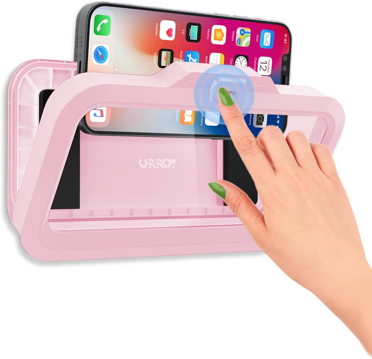 Shower Phone Holder Waterproof One-Touch Open Shower Phone Case Anti-Fog & Sensitive Touchscreen Bathroom Wall Phone Mount Stand Universal Fit for iPhone & Smartphones Gift for Men Women Pink