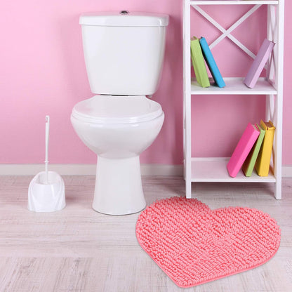 Pink Heart Shaped Rug, Non-Slip Chenille Bathroom Mat for Mom, Washable Soft Plush Carpet for Bedroom, Living Room & Entryway, Lovely Gift for Mother's Day 20'' x 24''