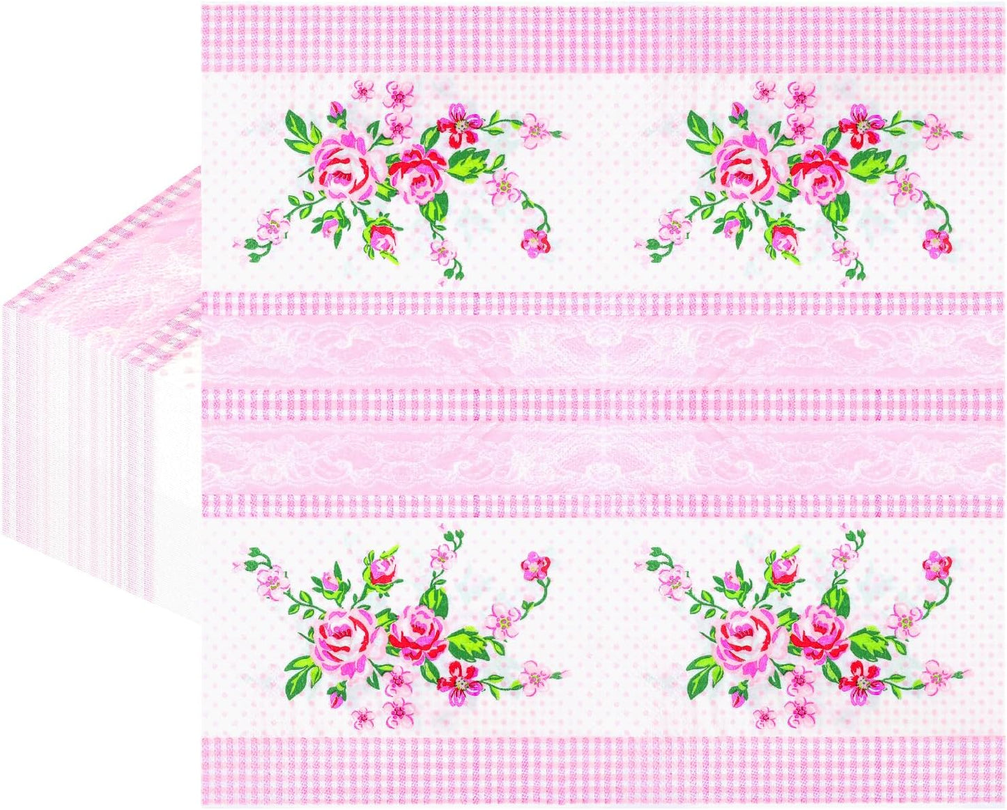 100 PCS Floral Paper Napkins, Spring Pink White Flowers Disposable Decorative Napkins, 13 x 13 Inch Elegance Floral Napkin for Bridal Baby Shower, Tea Party, Wedding Birthday Holiday Party Supplies