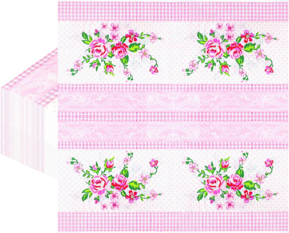 100 PCS Floral Paper Napkins, Spring Pink White Flowers Disposable Decorative Napkins, 13 x 13 Inch Elegance Floral Napkin for Bridal Baby Shower, Tea Party, Wedding Birthday Holiday Party Supplies