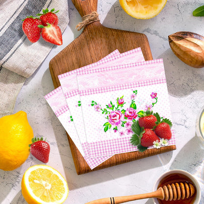 100 PCS Floral Paper Napkins, Spring Pink White Flowers Disposable Decorative Napkins, 13 x 13 Inch Elegance Floral Napkin for Bridal Baby Shower, Tea Party, Wedding Birthday Holiday Party Supplies