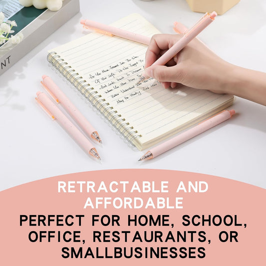 110 Pack Pink Ballpoint Pens Bulk, 0.5mm Fine Point Retractable Click Pens, No Bleed No Smear Smooth Writing Pink Barrel Black Ink Pens, Comfort Grip for School Office Note Taking Journaling