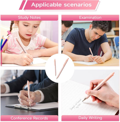 110 Pack Pink Ballpoint Pens Bulk, 0.5mm Fine Point Retractable Click Pens, No Bleed No Smear Smooth Writing Pink Barrel Black Ink Pens, Comfort Grip for School Office Note Taking Journaling