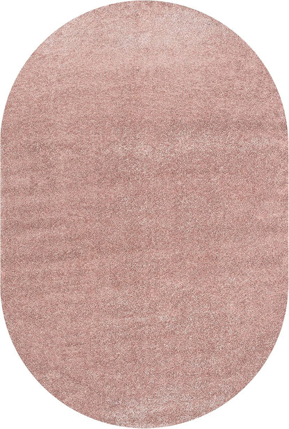 Haze Solid Low-Pile Pink 3x5 Oval Indoor Area Rug, Coastal,Bohemian,Minimalist,Classic, Easy-Cleaning for Living Room,Bedroom,Kitchen,Pet Friendly,Non-Shedding (SEU100P-3OV)