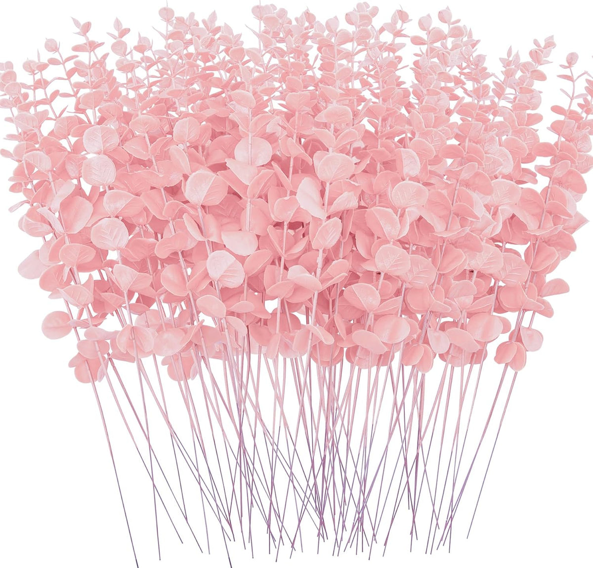 72 Pcs Pink Artificial Eucalyptus Stems 15" Faux Eucalyptus Branches
