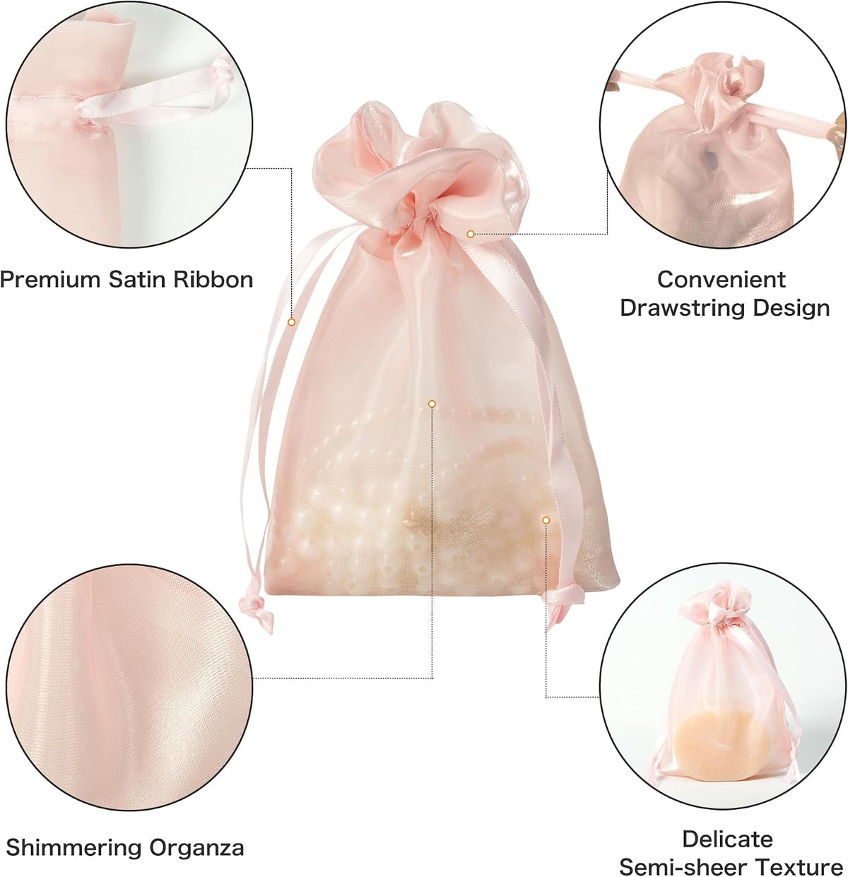 20 Pcs Pink Small Organza Bags 6X9 inch for Wedding Favors with Drawstring, Mini Mesh Gift Bags Jewelry Pouch for Candy Bridal Shower Party Favor Baby Shower Christmas