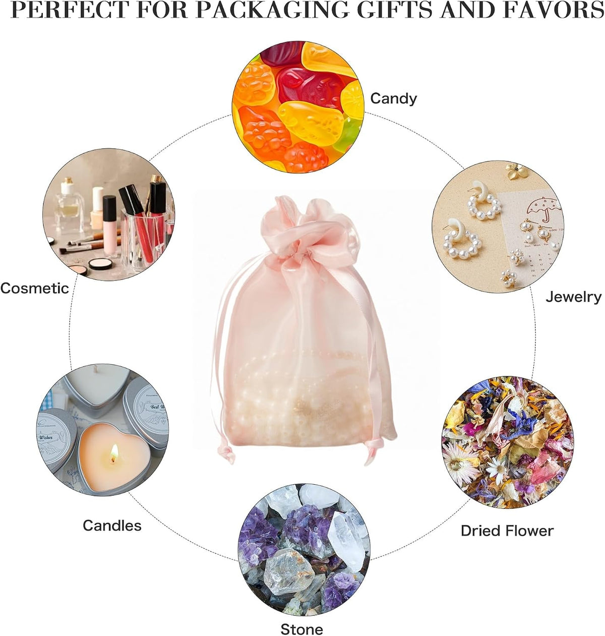 20 Pcs Pink Small Organza Bags 6X9 inch for Wedding Favors with Drawstring, Mini Mesh Gift Bags Jewelry Pouch for Candy Bridal Shower Party Favor Baby Shower Christmas