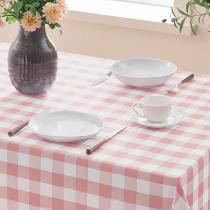 Pink Gingham Tablecloth Rectangle Checkered Tablecloth Washable