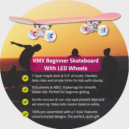 Complete Beginner Skateboard with Cool Graphic + Skate Tool
