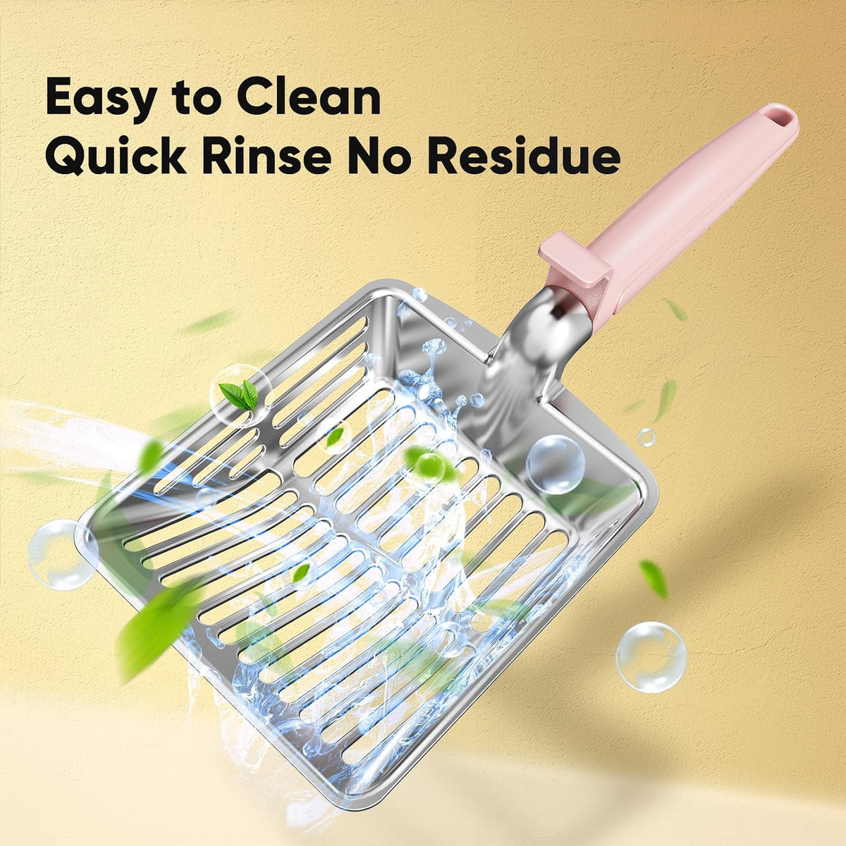 Large Metal Cat Litter Scoop w/ Deep Shovel, Dual-Size Holes & Hanging Hook