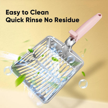 Large Metal Cat Litter Scoop w/ Deep Shovel, Dual-Size Holes & Hanging Hook